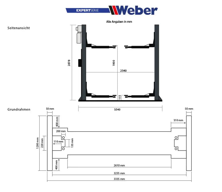 Tvåpelarlyft Weber Expert Series Autolift 4.0G (med basram)