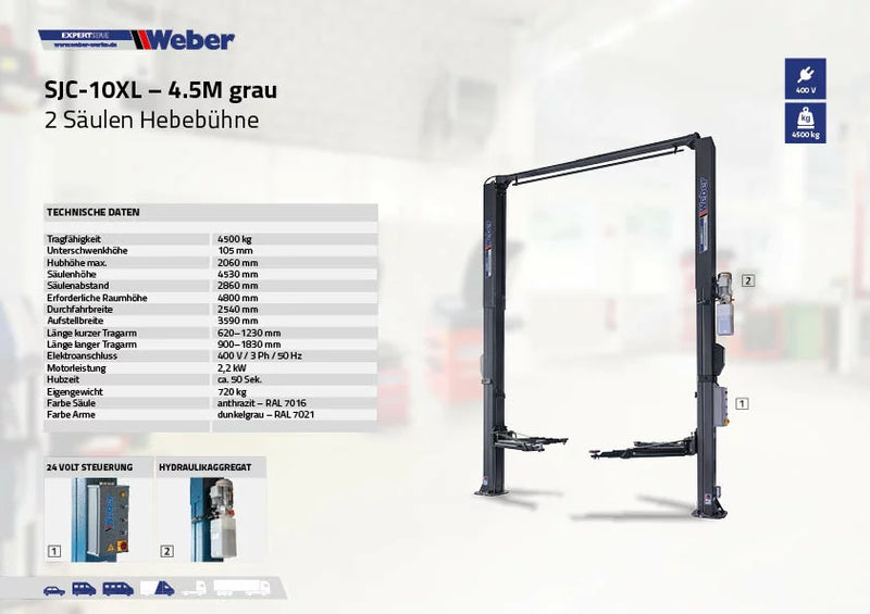 Tvåpelarlyft Weber Expert Series SJC-10XL – 4,5M