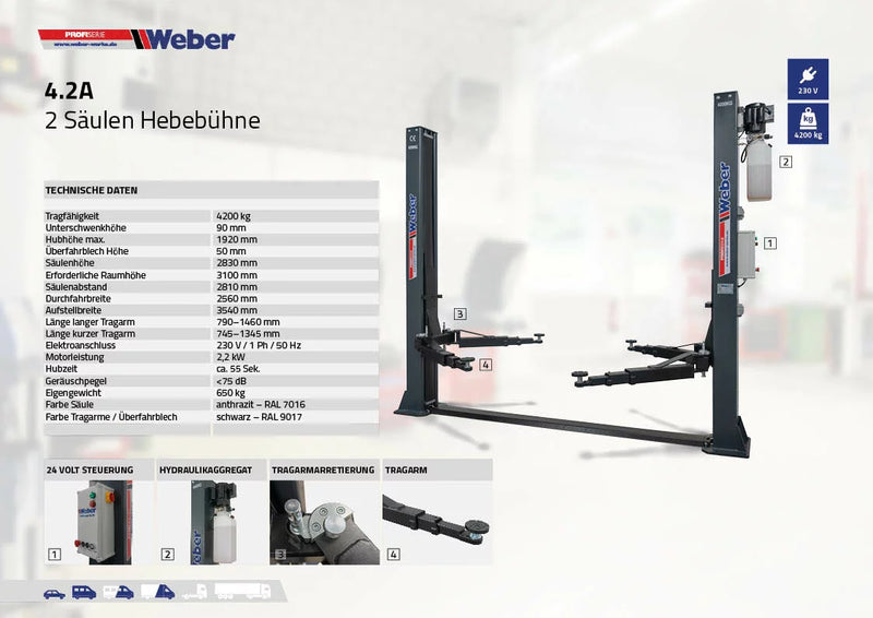 Tvåpelarlyft Weber Profi Series 4.2A