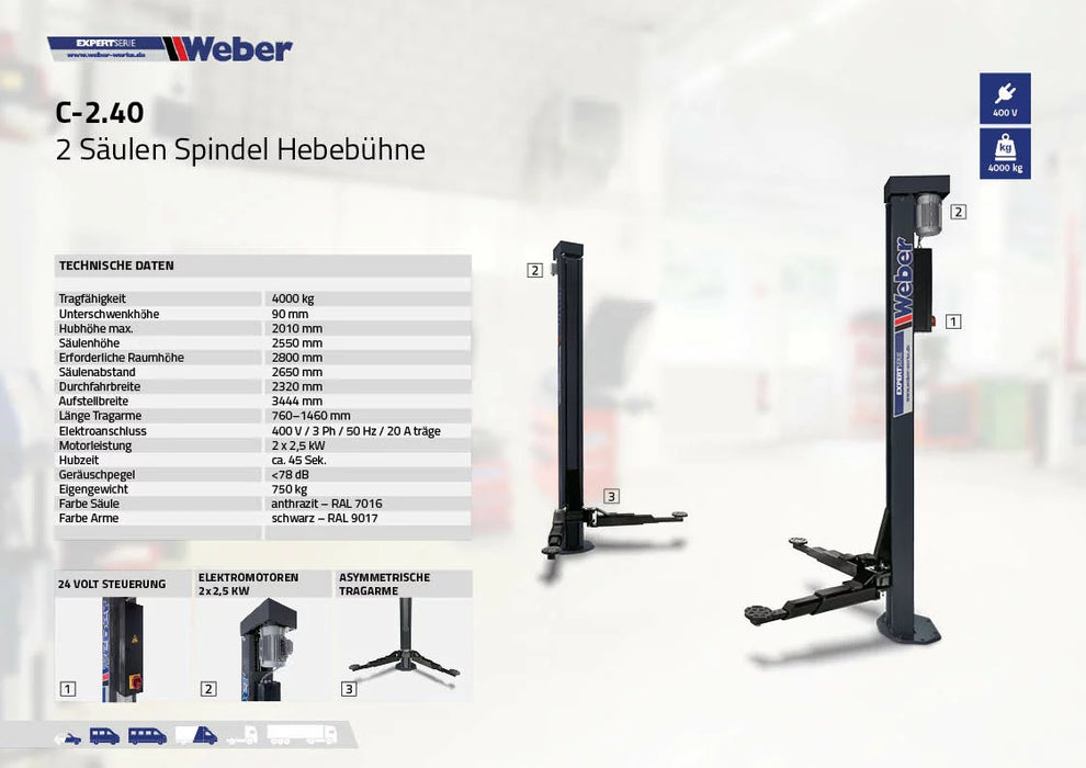 Tvåpelarlyft "Spindel" Weber Expert Series C-2.40