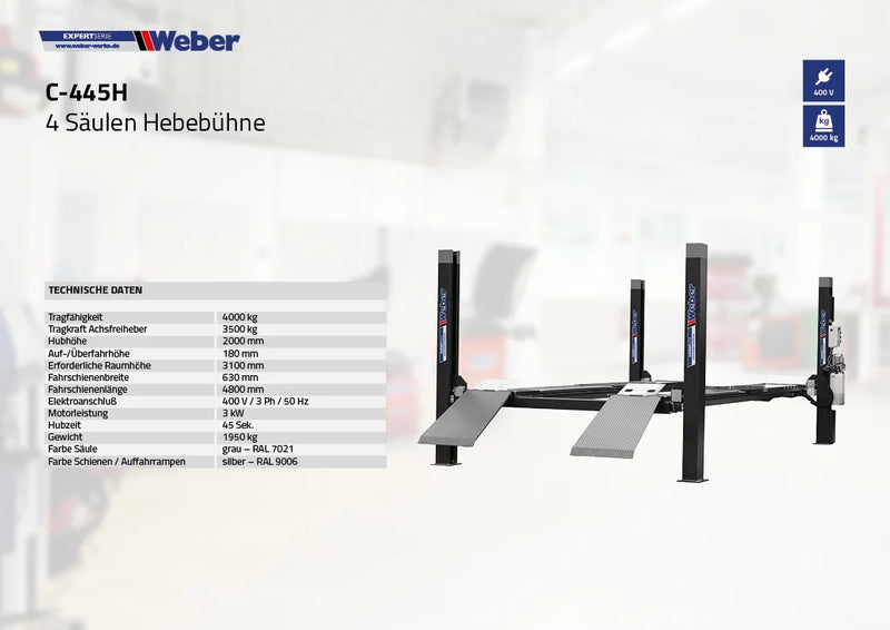 Fyrpelarlyft Weber Expert Series C-445H