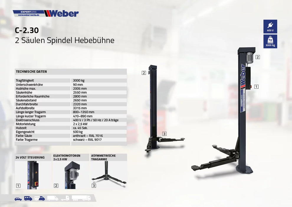 Tvåpelarlyft "Spindel" Weber Expert Series C-2.30