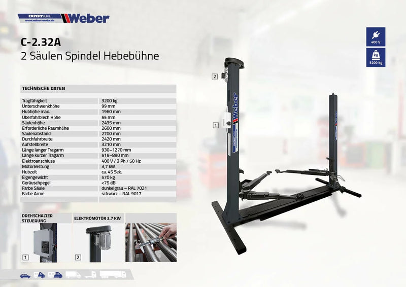 Tvåpelarlyft "Spindel" Weber Expert Series C-2.32A