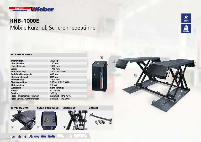 Mobil Saxlyft låglyftande Weber Profi Series KHB-1000E