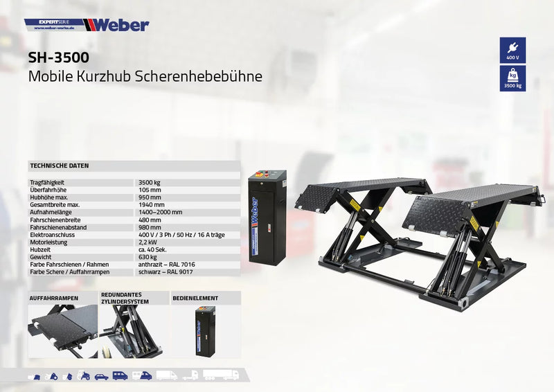 Mobil Saxlyft låglyftande Weber Profi Series SH-3500