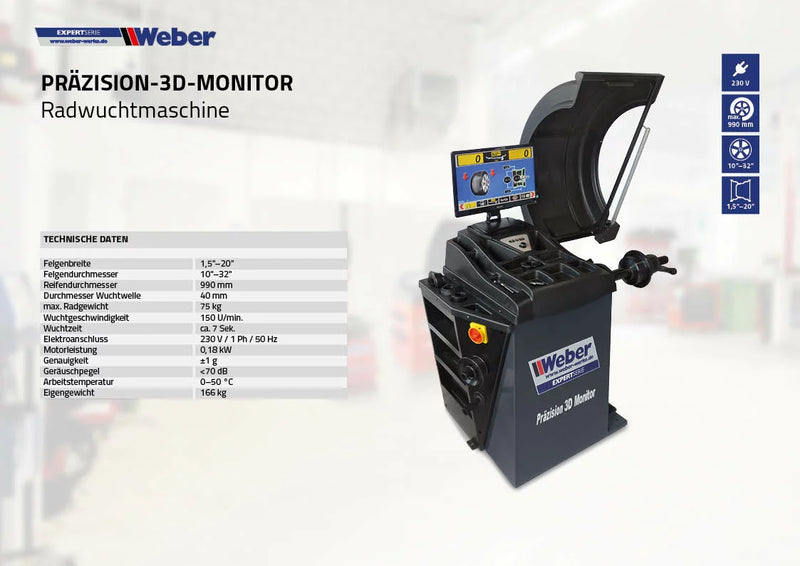 Däckmaskinspaket Weber 1228 Monster & Precision 3D monitor inklusive extra monteringsarm