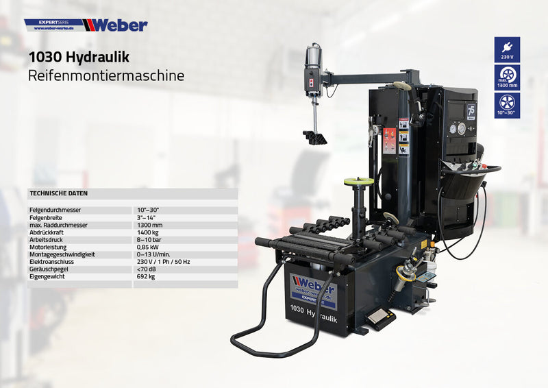 Weber Expert Series 1030 Hydraulisk Däckmaskin 30" för Personbil, SUV & Transportbil