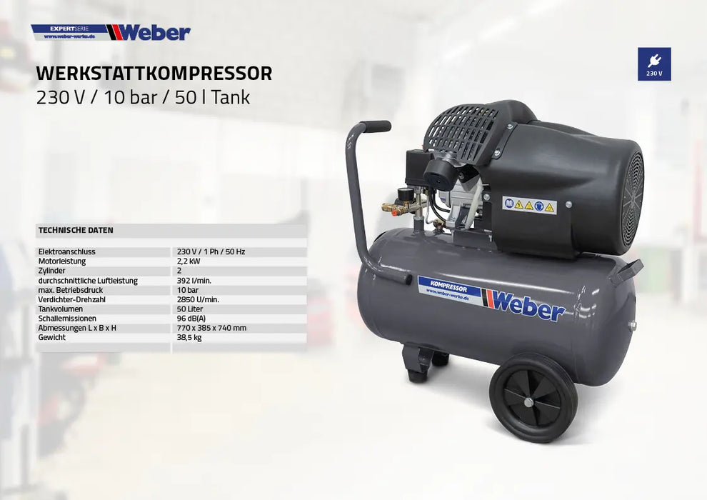 !! Jubileum !! Däckmaskinspaket Weber 1021 + Hjulbalanseraren "ECO" + Verkstadskompressor 230 V / 10 bar / 50 l tank
