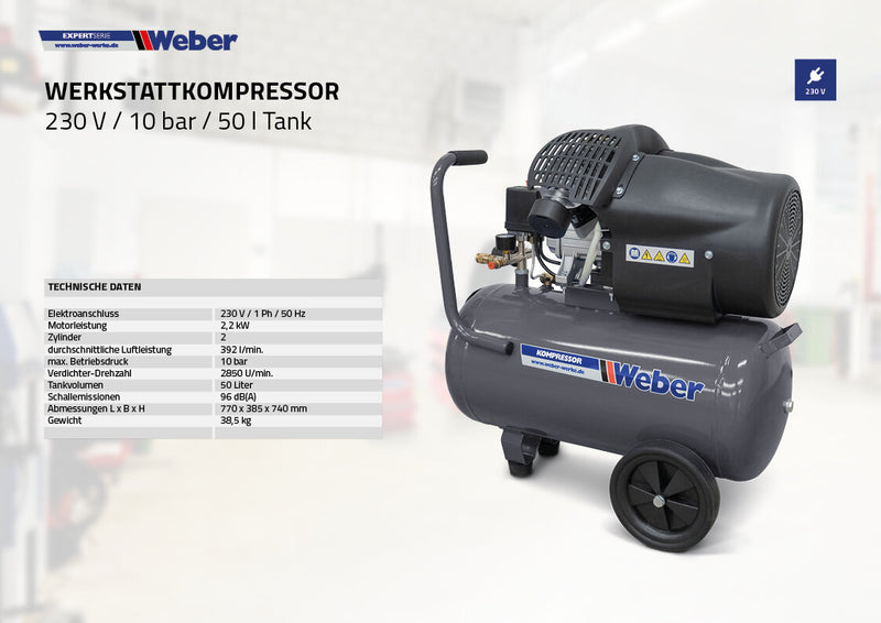 Däckmaskin Weber STM-102 & Hjulbalanserare STW-202 Paket inkl. Monteringsarm & 50L Kompressor