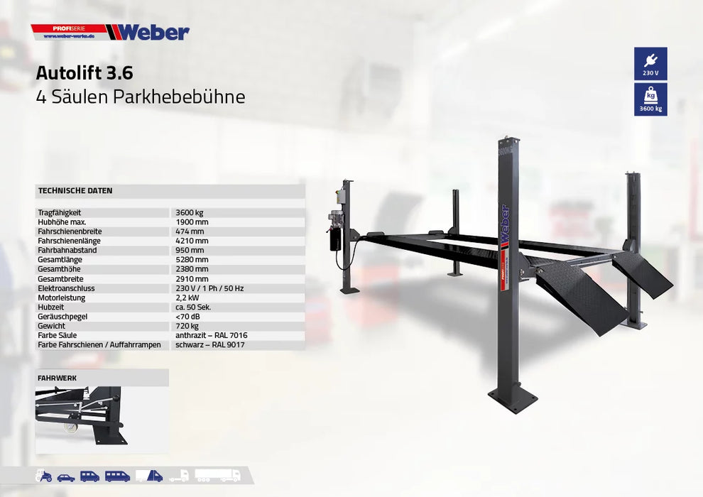 Mobil Parkeringslyft Weber Profi Series Autolift 3.6