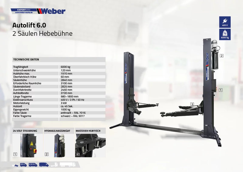 Tvåpelarlyft Weber Expert Series Autolift 6.0
