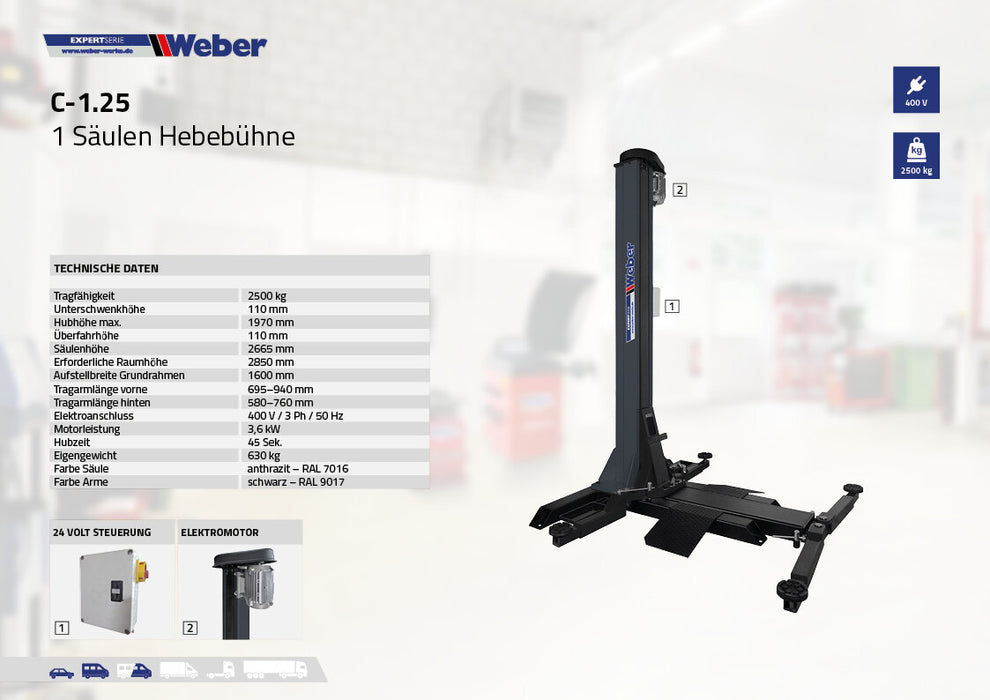 Enpelarlyft "Spindel" Weber Expert Series C-1.25
