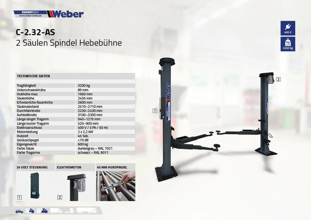 Tvåpelarlyft "Spindel" Weber Expert Series C-2.32-AS