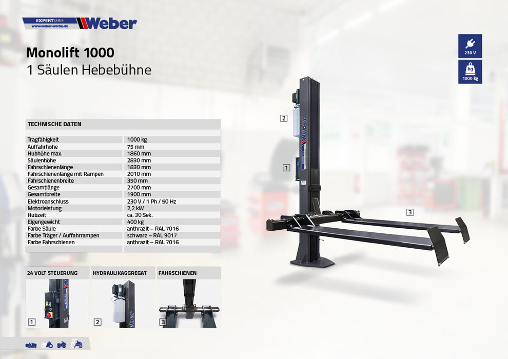 Enpelarlyft Weber Expert Series Monolift 1000