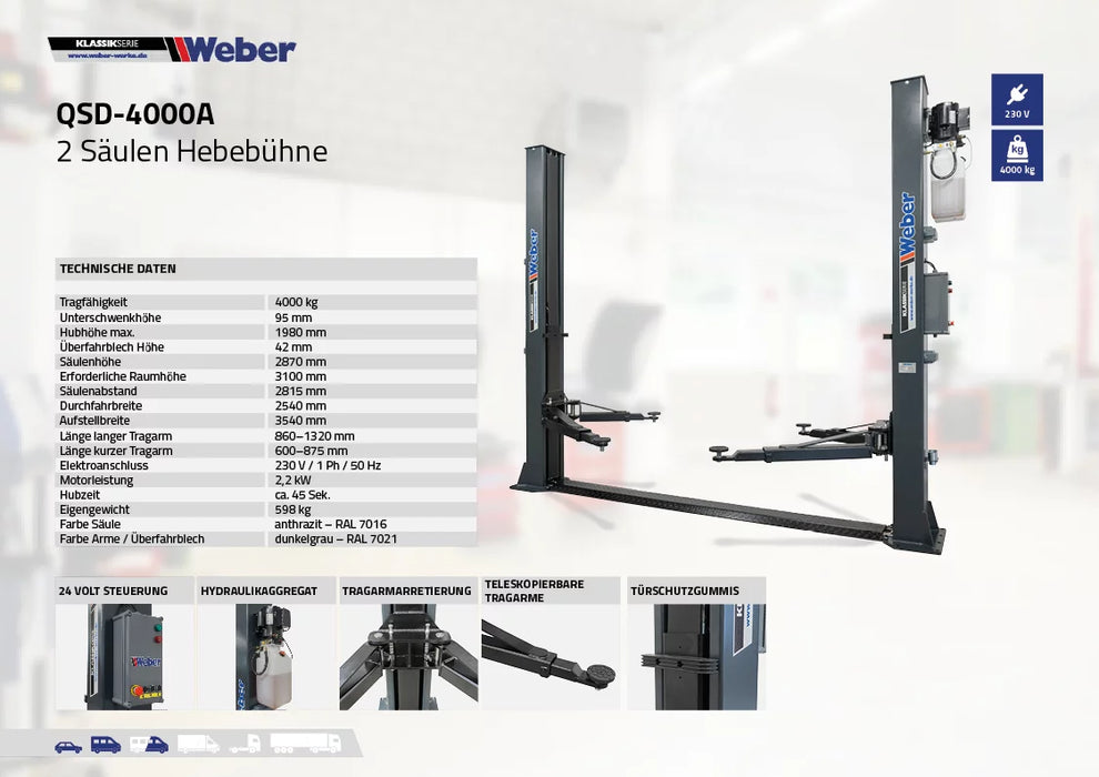 Tvåpelarlyft Weber Klassik Series QSD-4000A